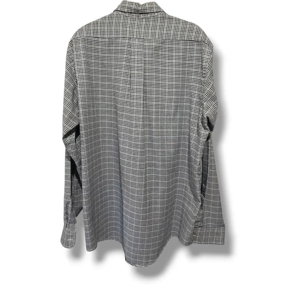 Arrow Dover Men’s Checkered Button-Down Shirt – Black & White, Size 16.5 (36/37)